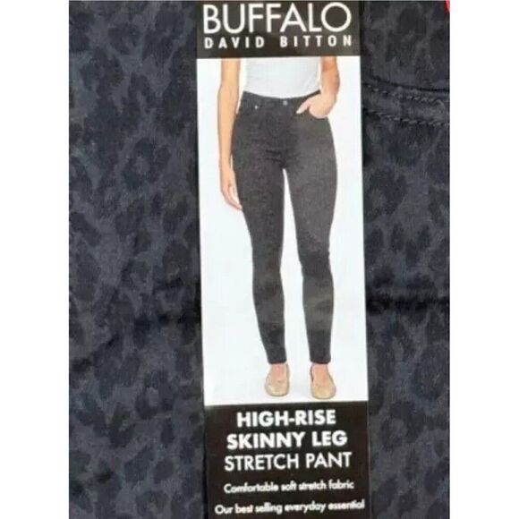 Buffalo High Rise Sz 6 Stretch Tencel Skinny Pants Hanna Black Tonal Leopard NWT - Picture 2 of 7